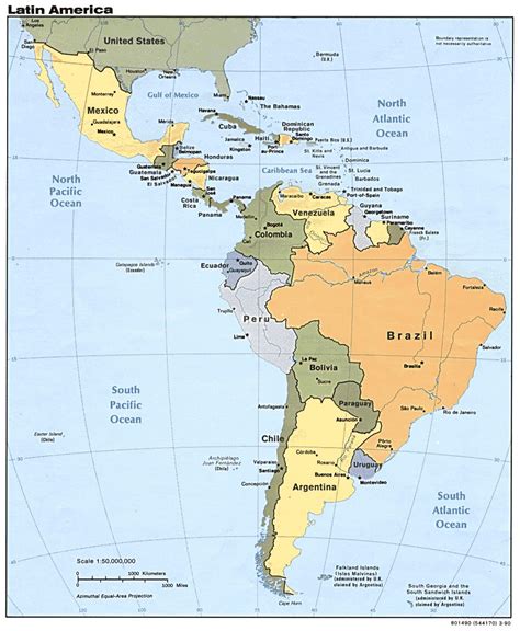 MAP Map of Central America and South America